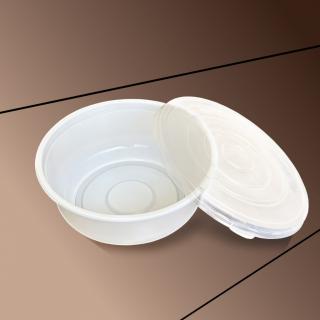 White Opaque Plastic Bowl with Lid